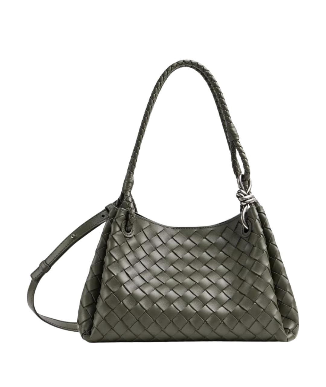 BOTTEGA VENETA Хаки кожаная сумка тоут, фото 1