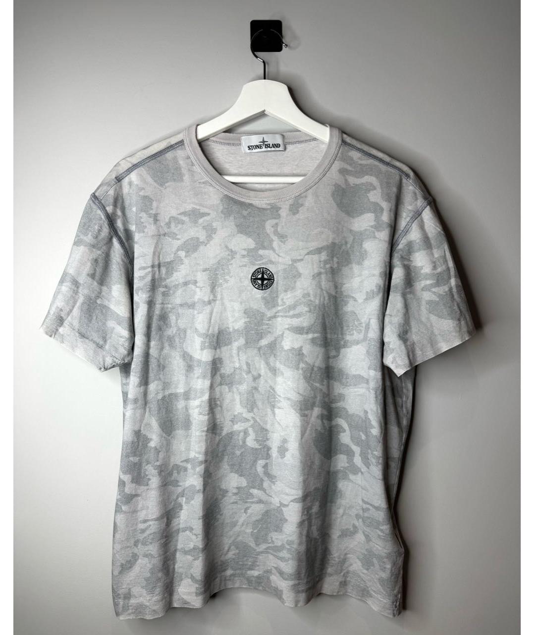 STONE ISLAND Серая хлопковая футболка, фото 2