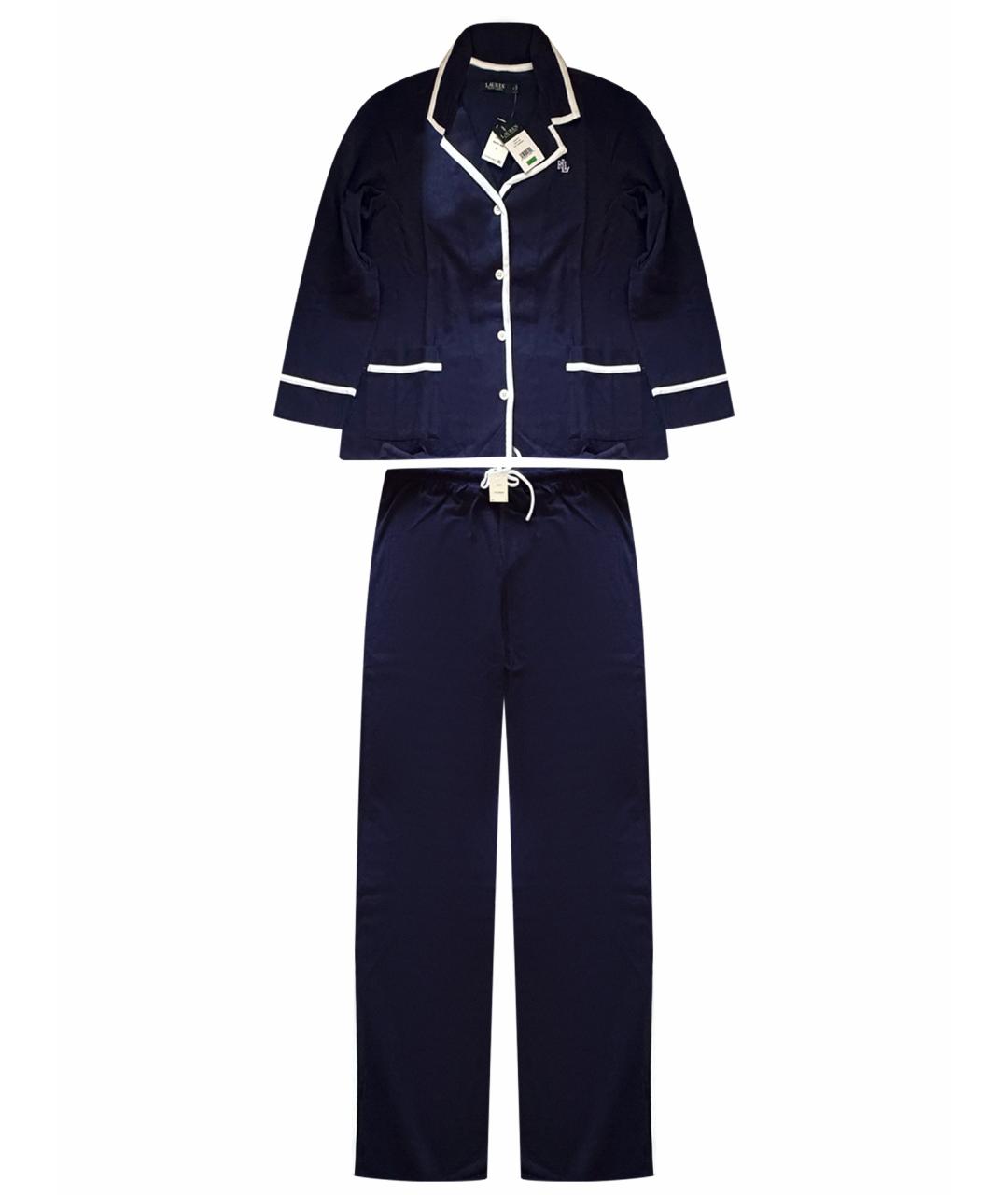 RALPH LAUREN Темно-синяя хлопко-эластановая пижама, фото 1
