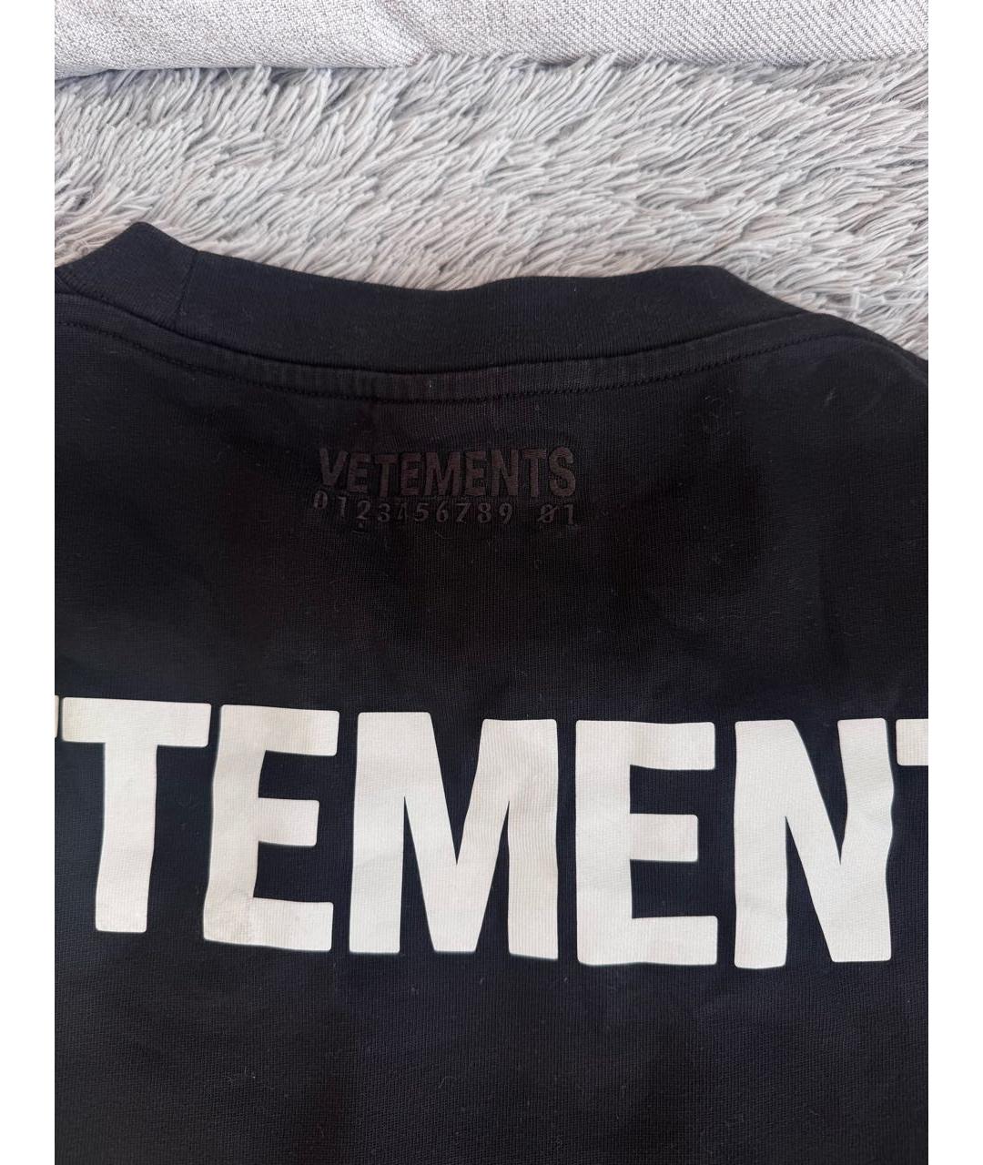 VETEMENTS Черная хлопковая футболка, фото 3