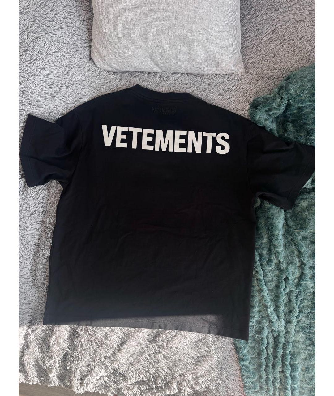 VETEMENTS Черная хлопковая футболка, фото 2
