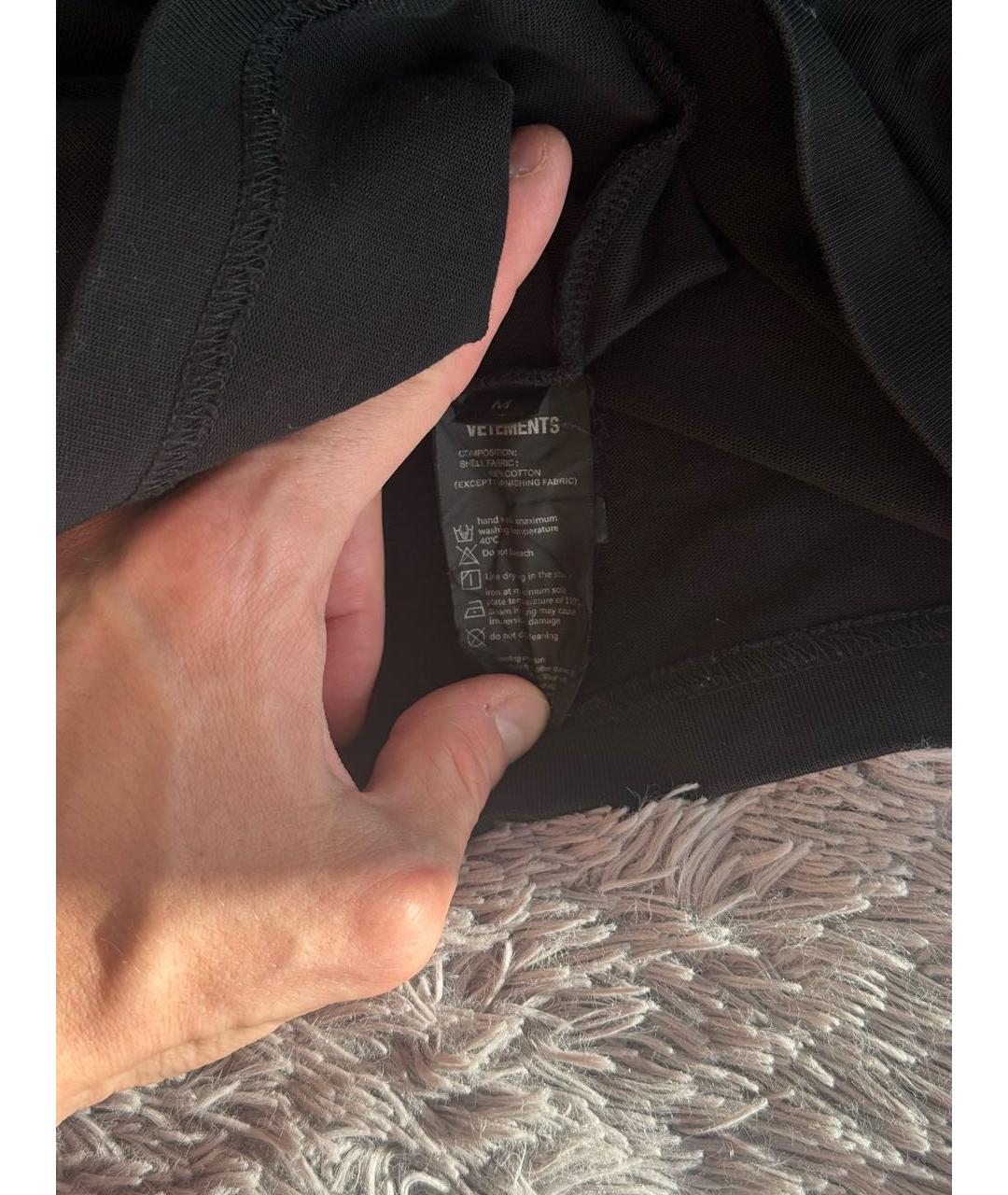 VETEMENTS Черная хлопковая футболка, фото 4