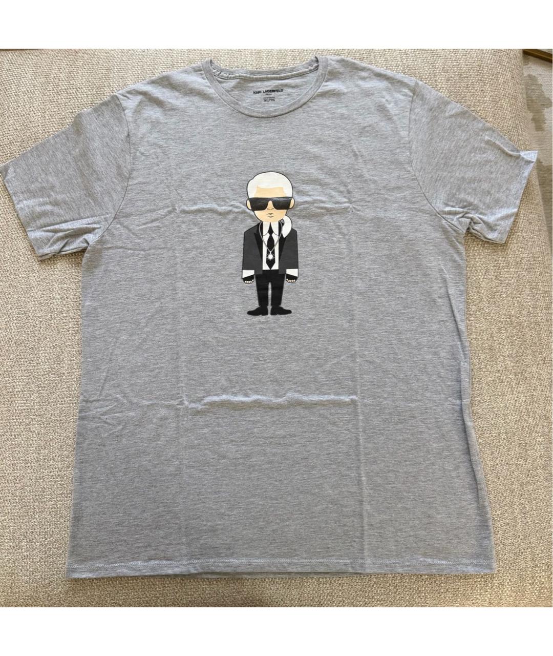 KARL LAGERFELD Серая хлопковая футболка, фото 5
