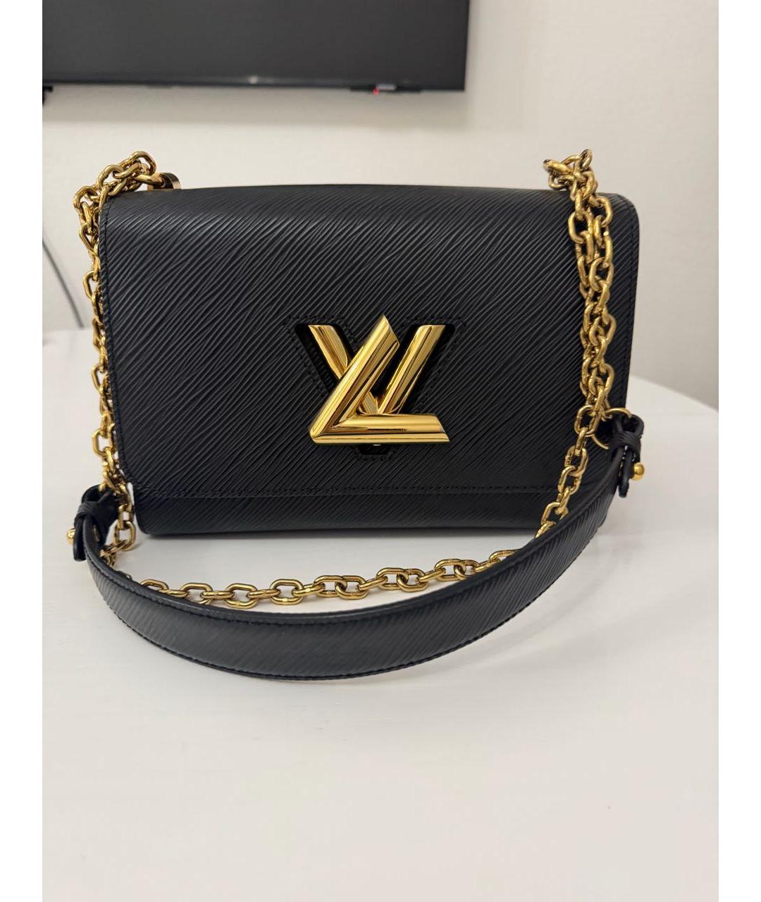 LOUIS VUITTON Черная кожаная сумка через плечо, фото 6