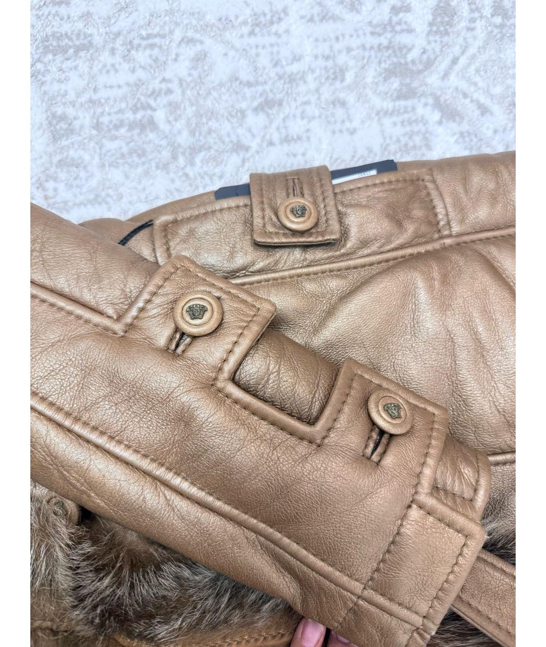 VERSACE Коричневая кожаная дубленка, фото 4