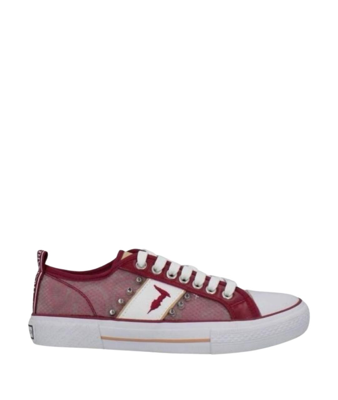 TRUSSARDI JEANS Бордовые текстильные кеды, фото 1