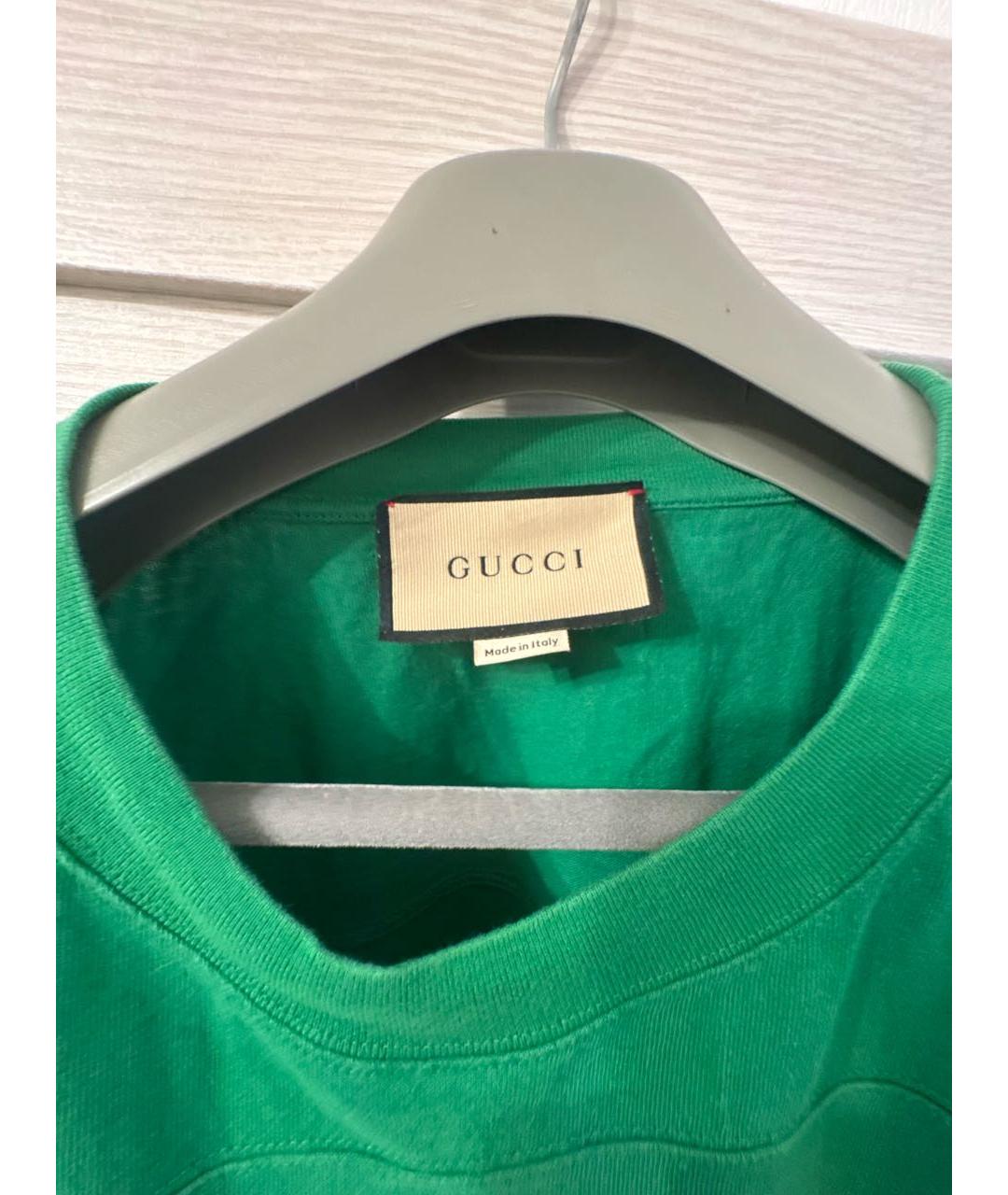 GUCCI Зеленая хлопковая футболка, фото 3