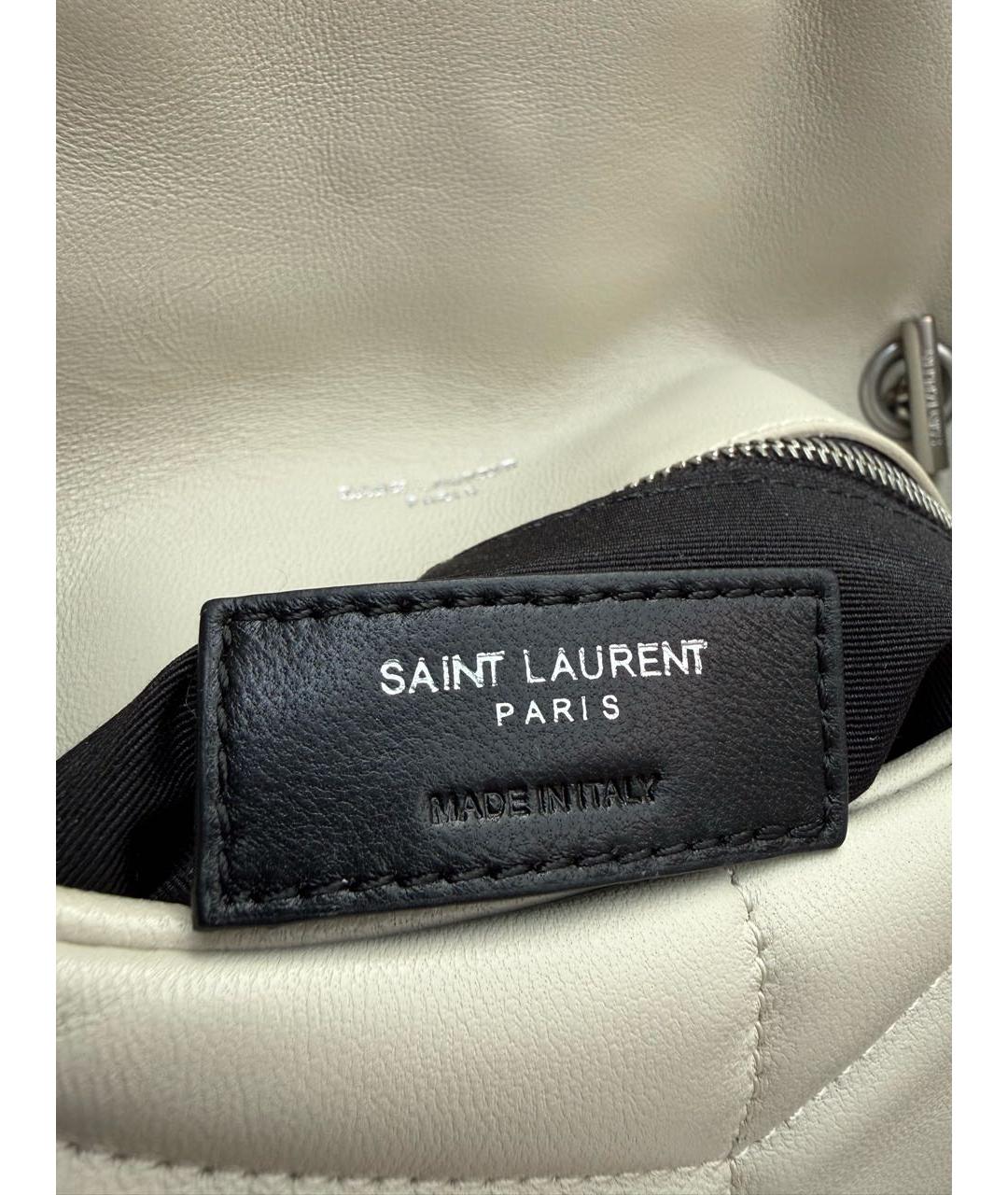 SAINT LAURENT Серая кожаная сумка через плечо, фото 4