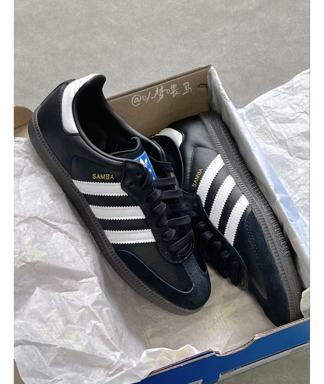 ADIDAS Черные кожаные кроссовки, фото 3