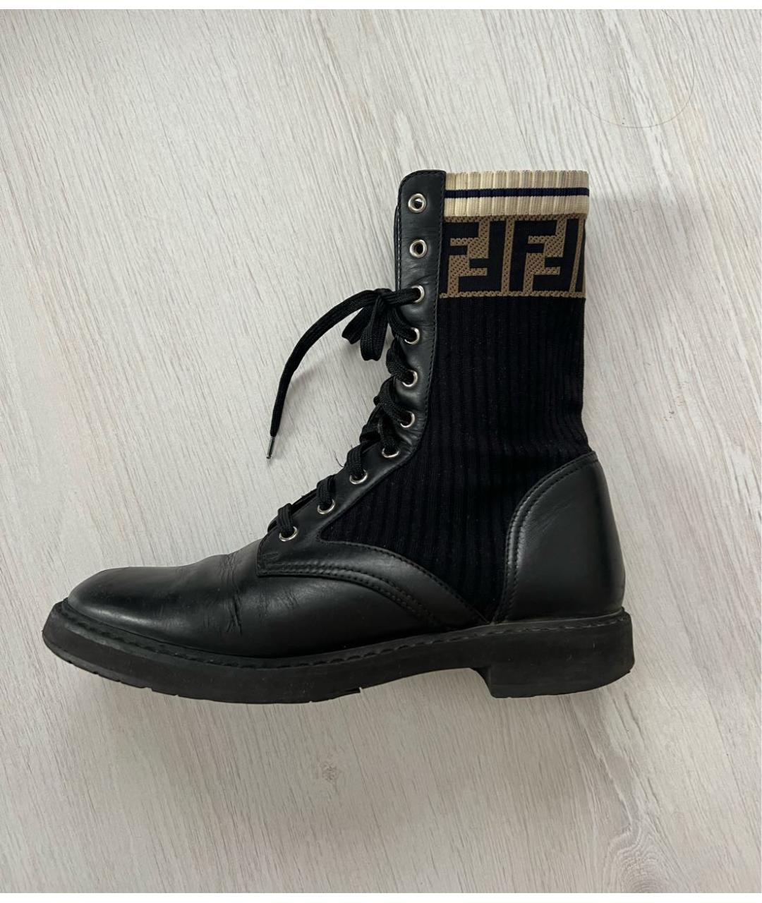 FENDI Черные кожаные ботинки, фото 7