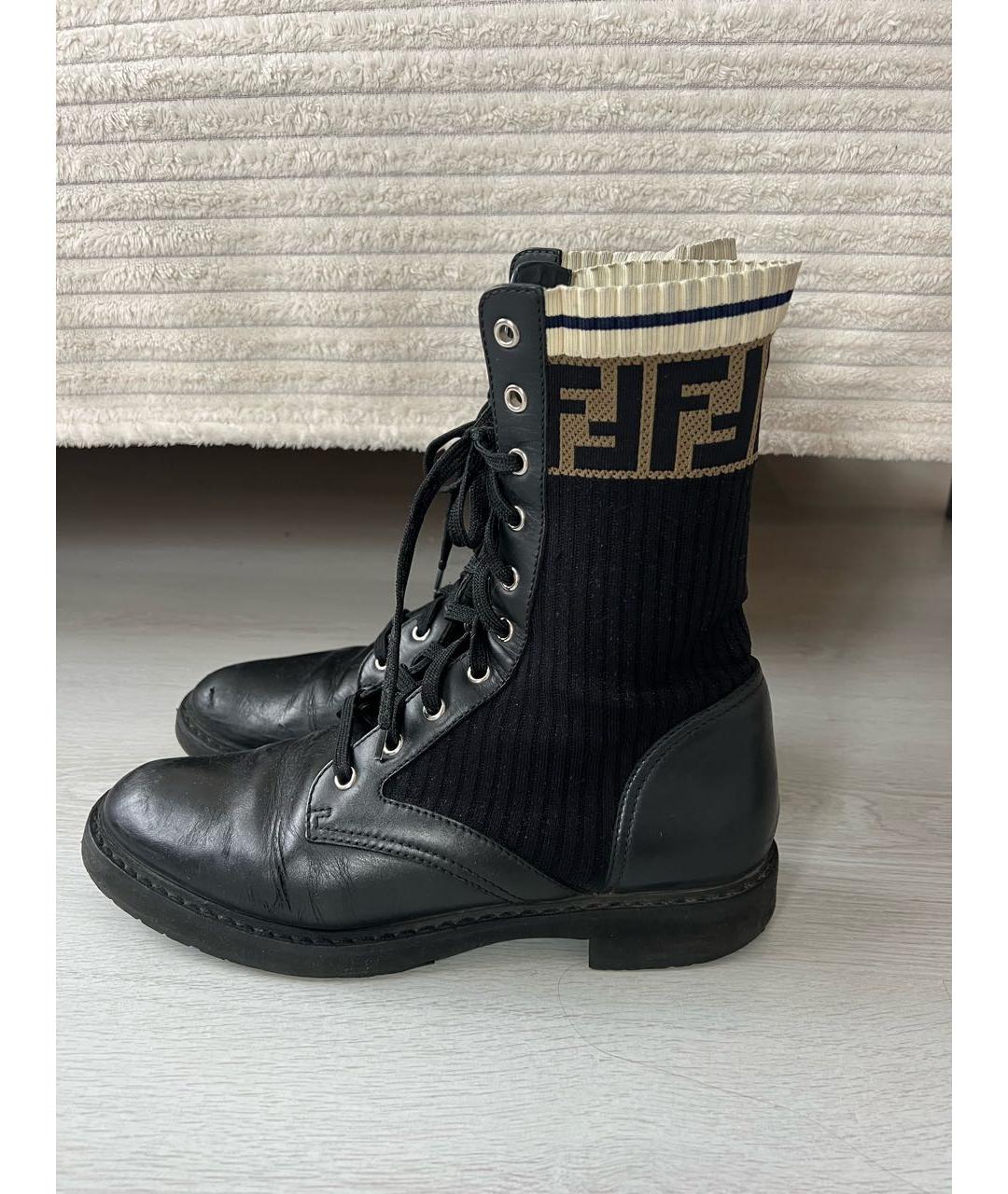 FENDI Черные кожаные ботинки, фото 6