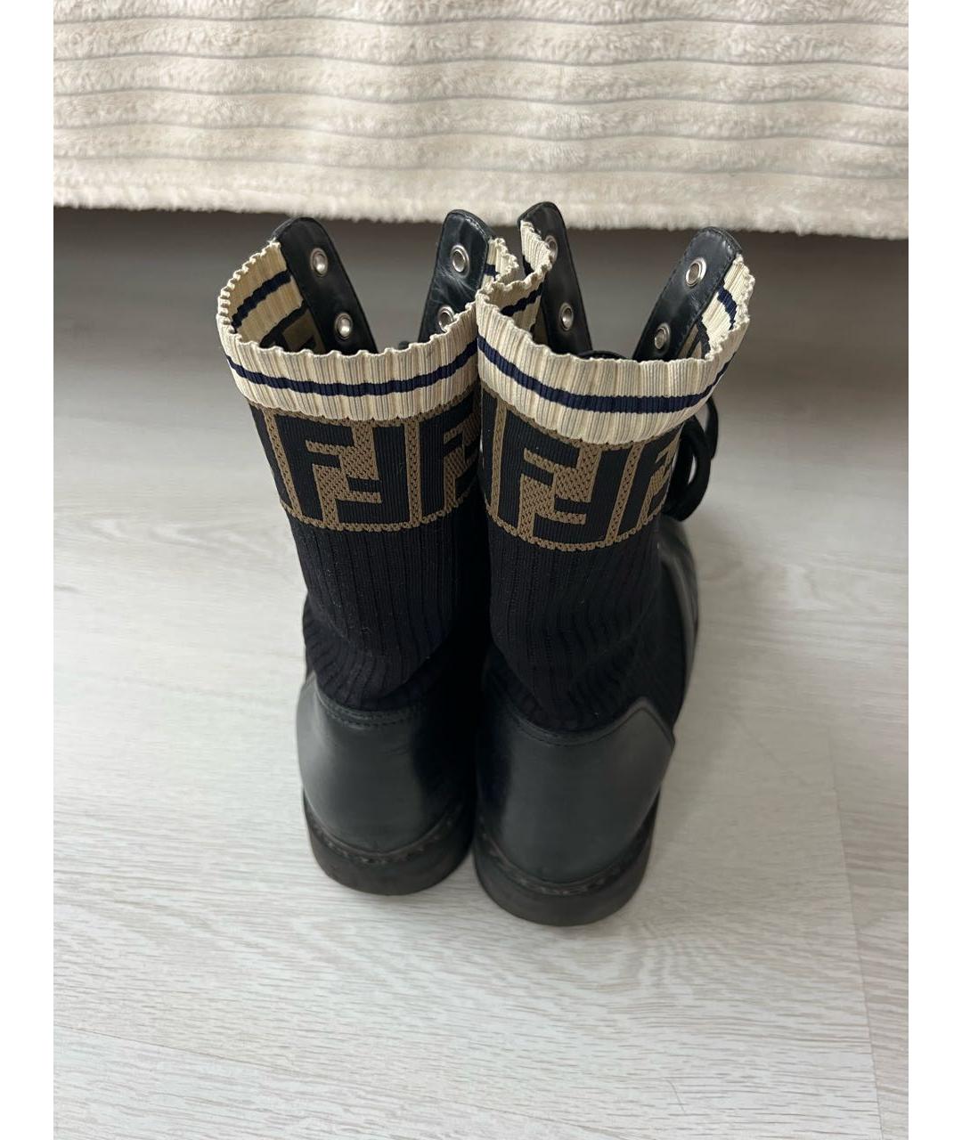 FENDI Черные кожаные ботинки, фото 4