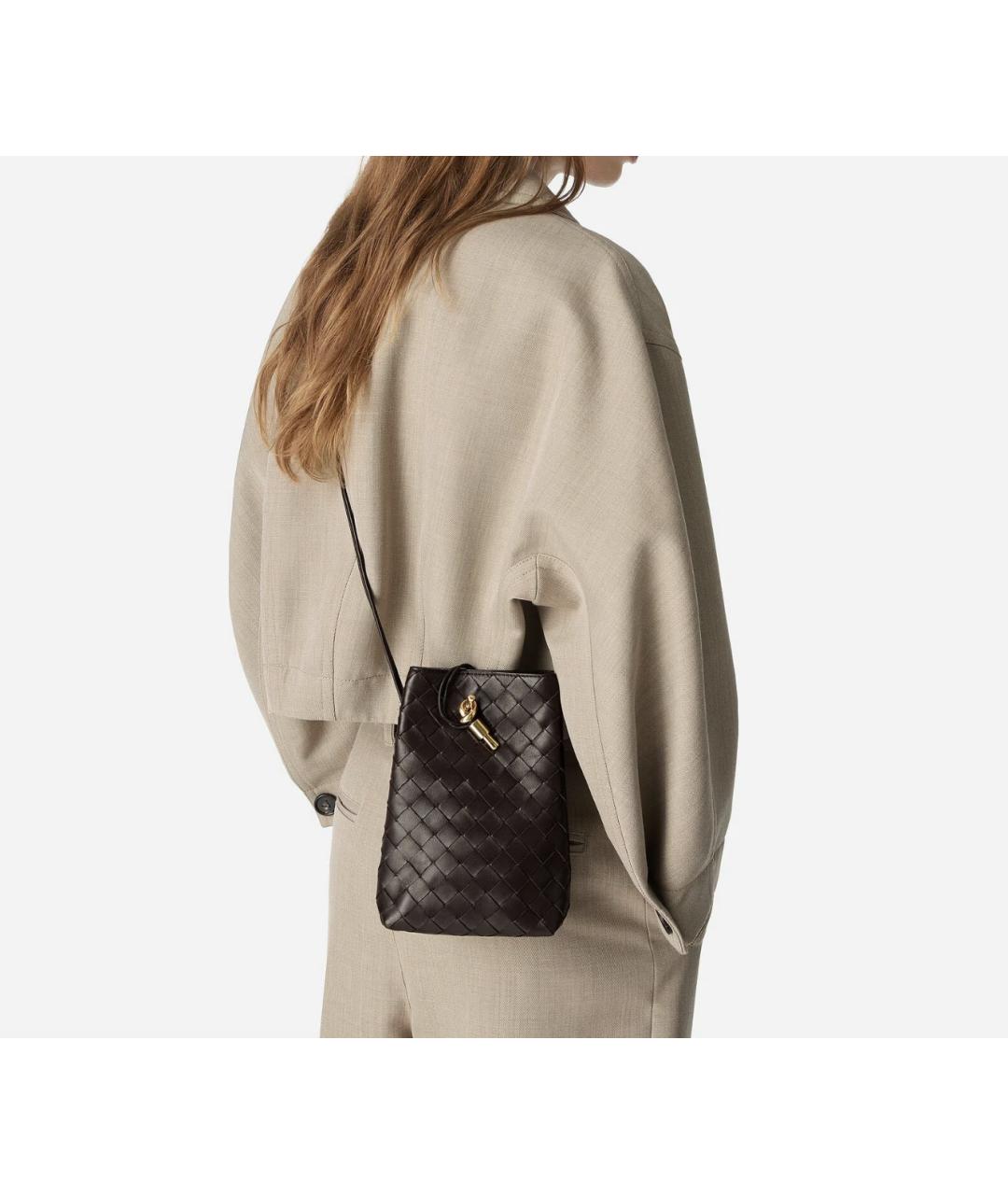 BOTTEGA VENETA Коричневая кожаная сумка через плечо, фото 2