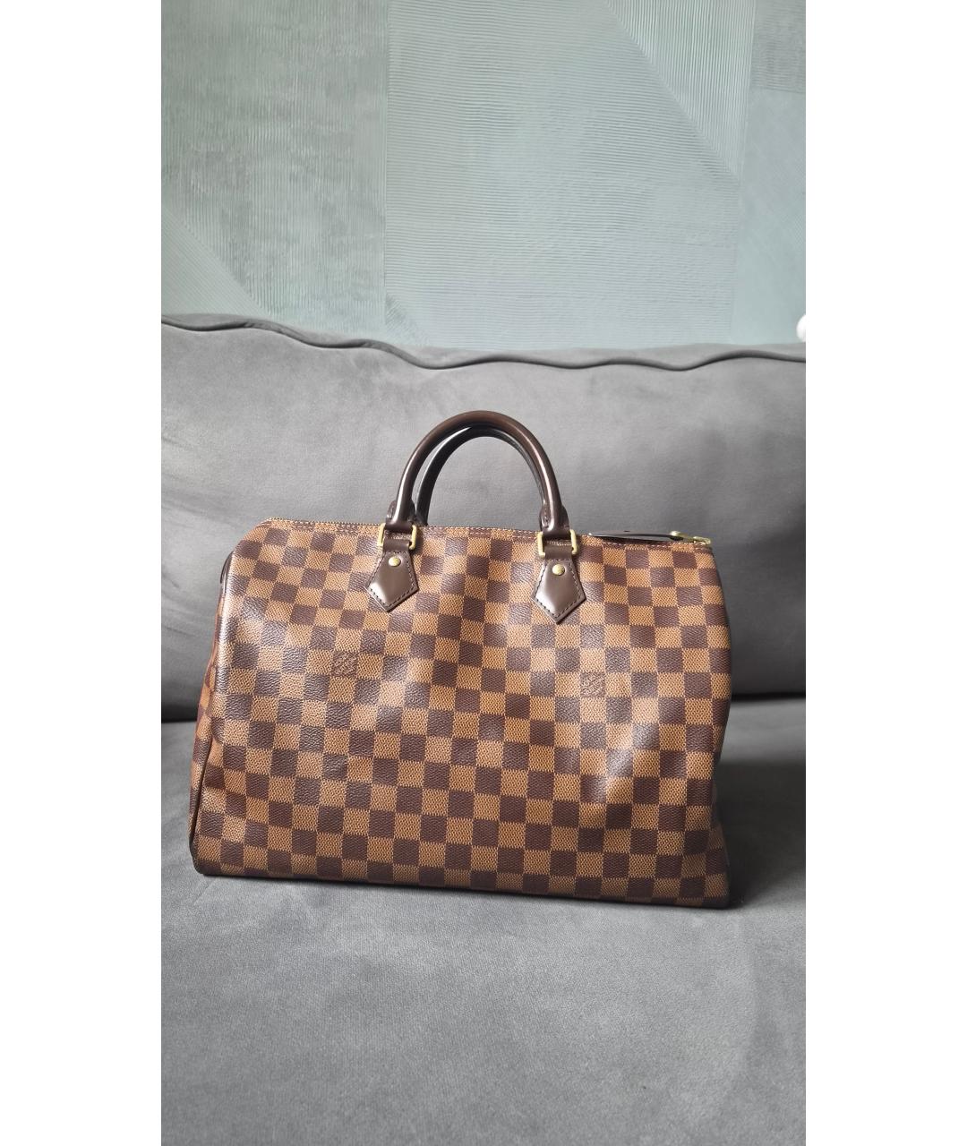 LOUIS VUITTON Коричневая сумка с короткими ручками из канвы, фото 10