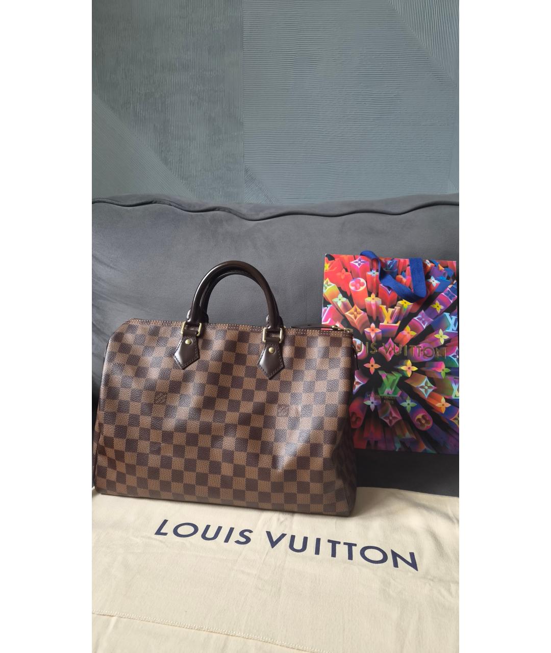 LOUIS VUITTON Коричневая сумка с короткими ручками из канвы, фото 3