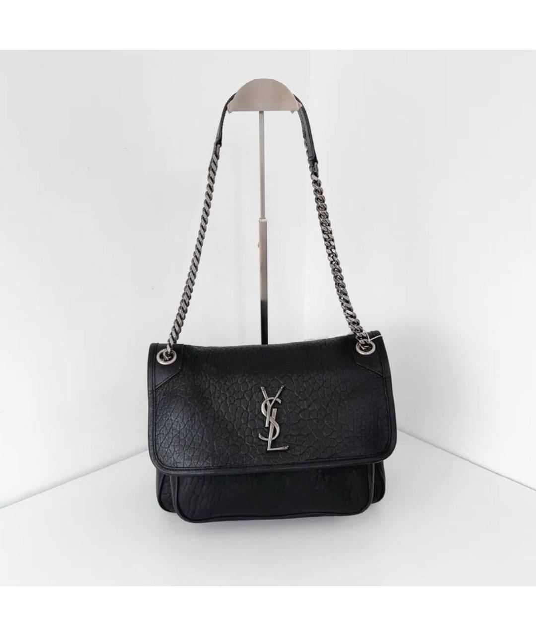 SAINT LAURENT Черная кожаная сумка через плечо, фото 2