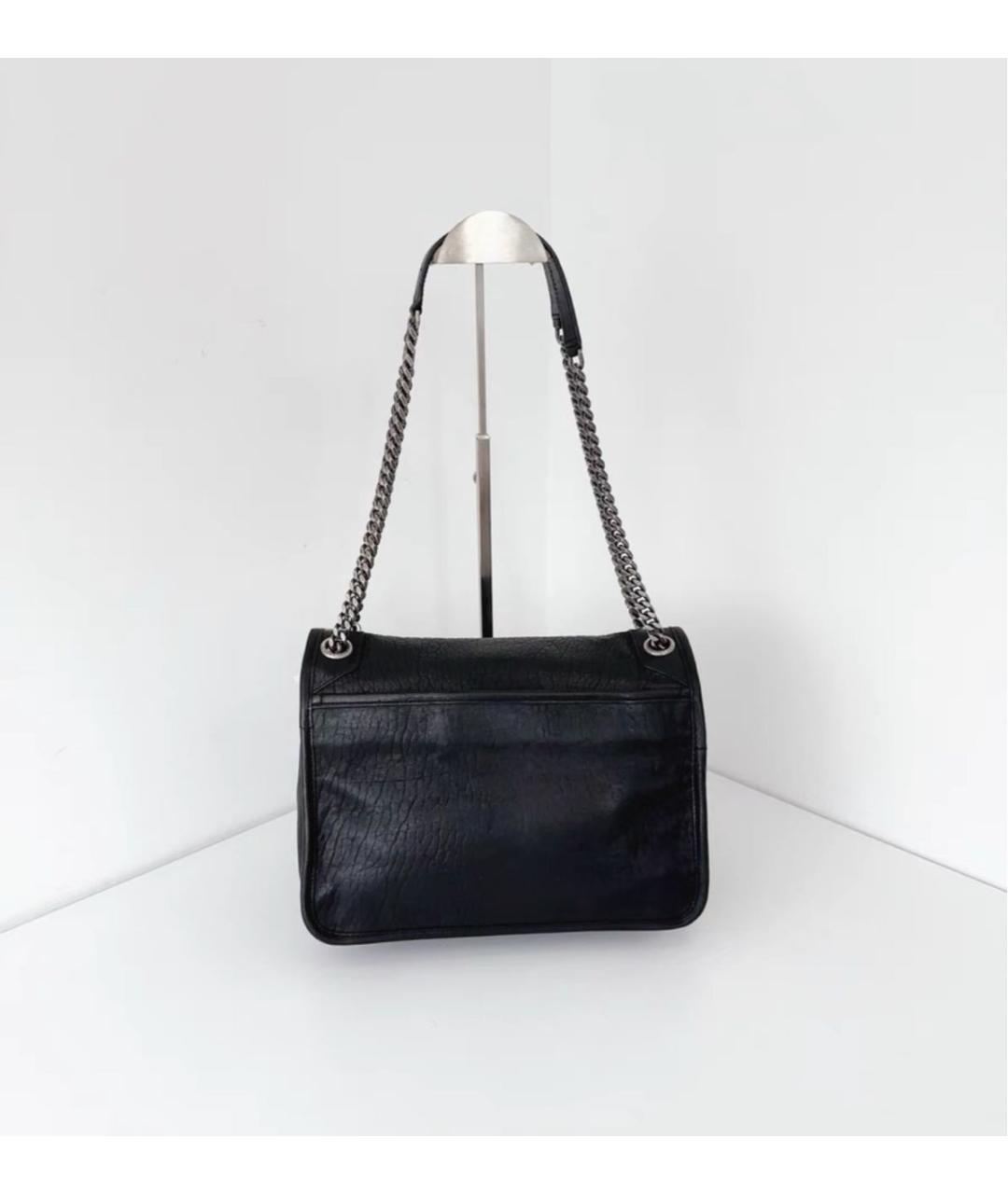 SAINT LAURENT Черная кожаная сумка через плечо, фото 3