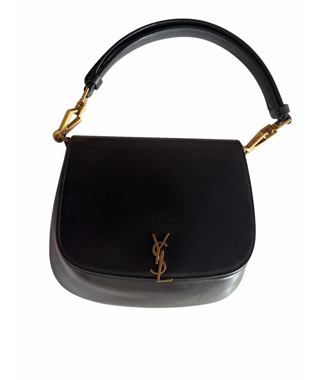 SAINT LAURENT Черная кожаная сумка с короткими ручками, фото 4