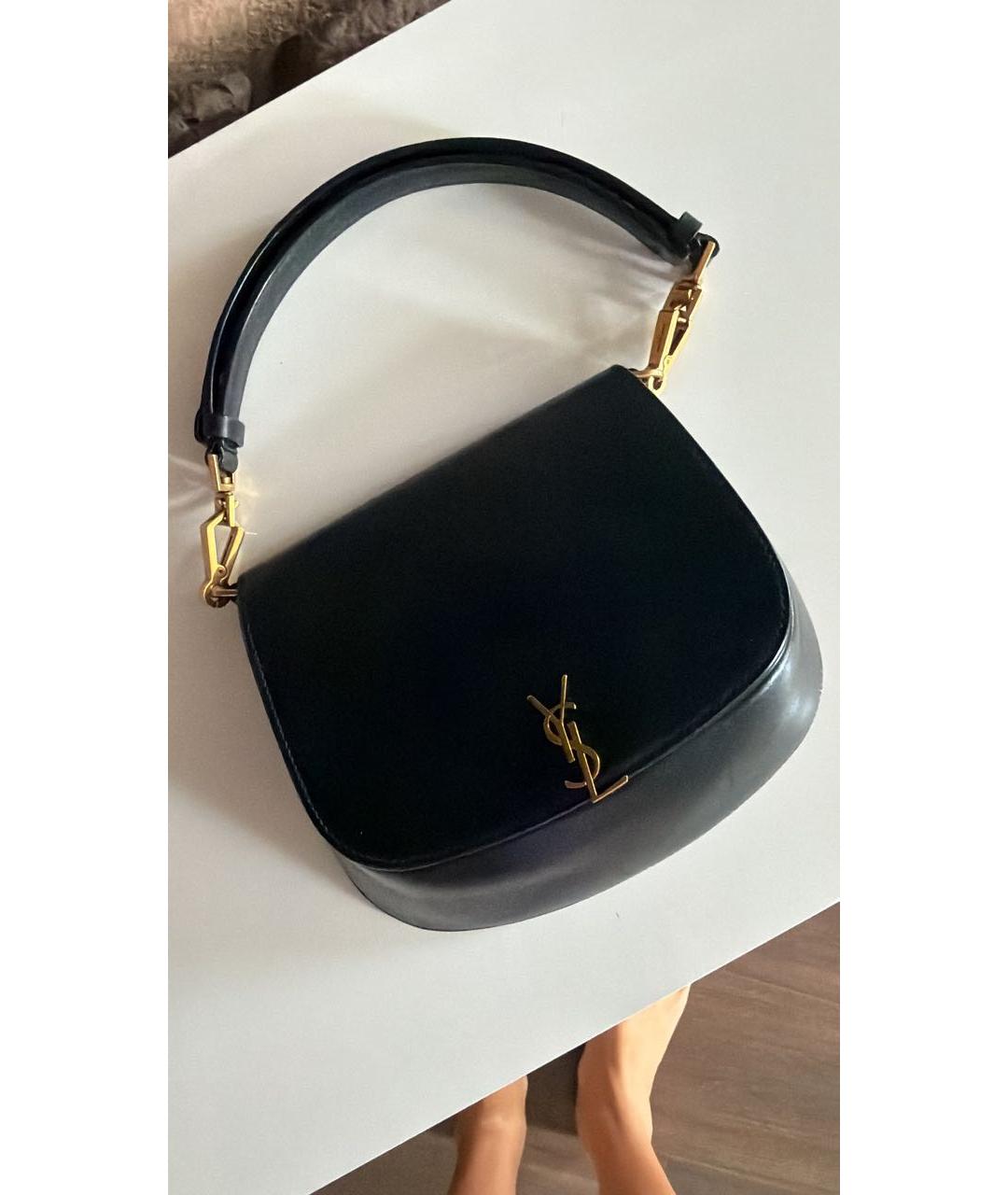 SAINT LAURENT Черная кожаная сумка с короткими ручками, фото 5
