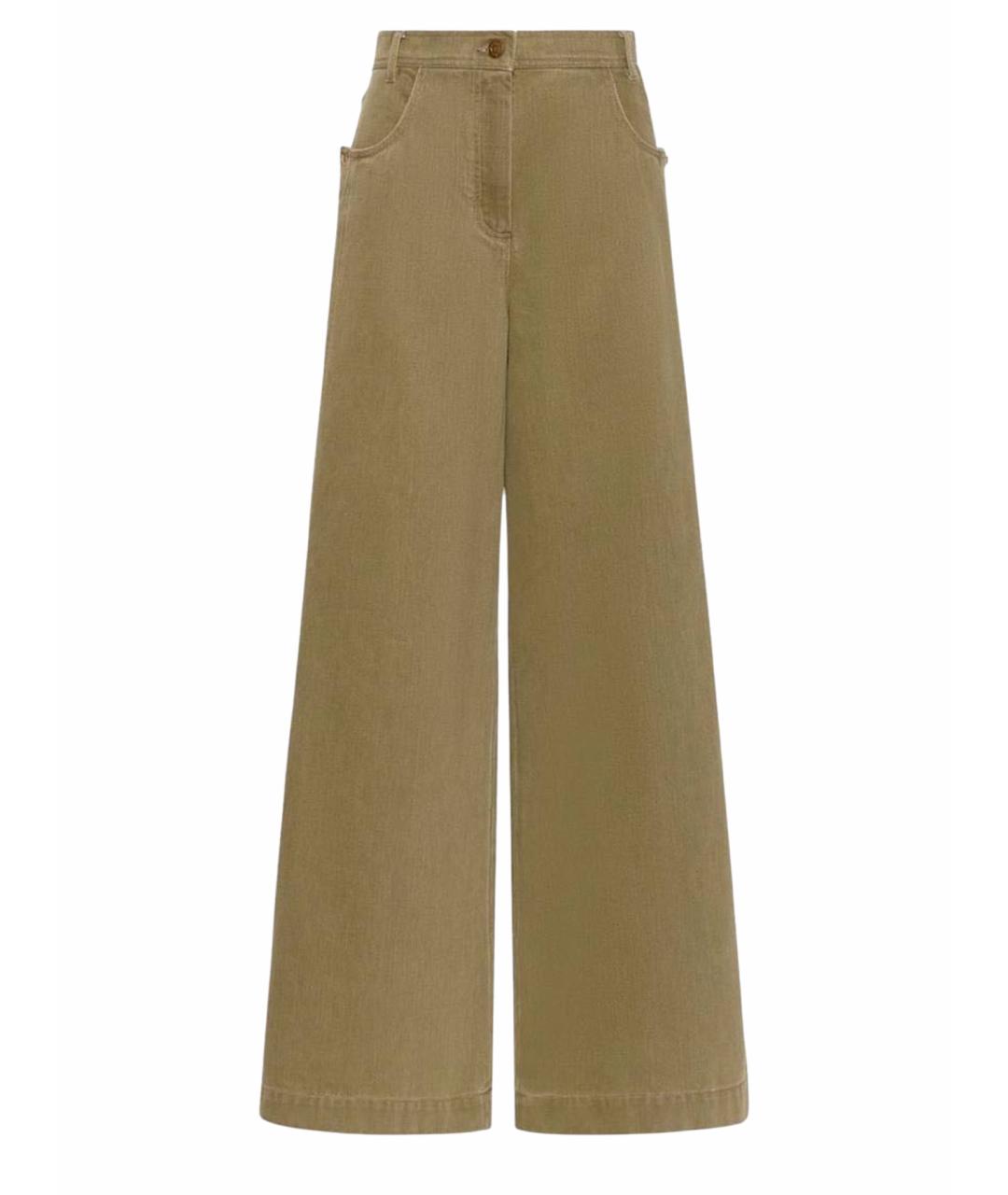 MAX MARA Хаки хлопковые прямые джинсы, фото 1