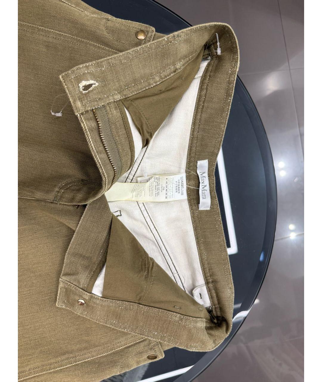 MAX MARA Хаки хлопковые прямые джинсы, фото 3