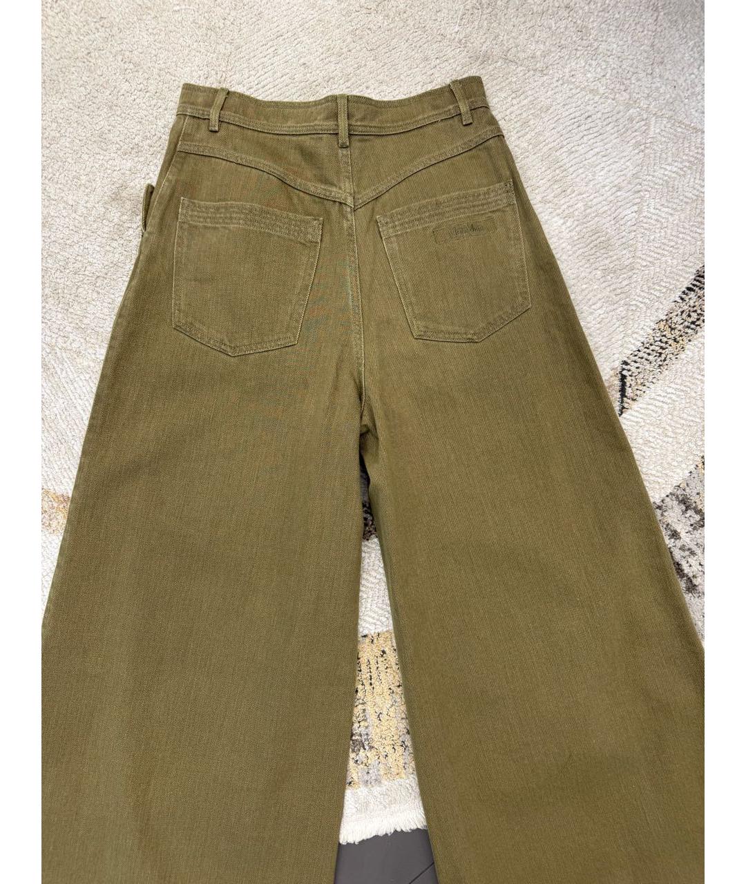 MAX MARA Хаки хлопковые прямые джинсы, фото 2