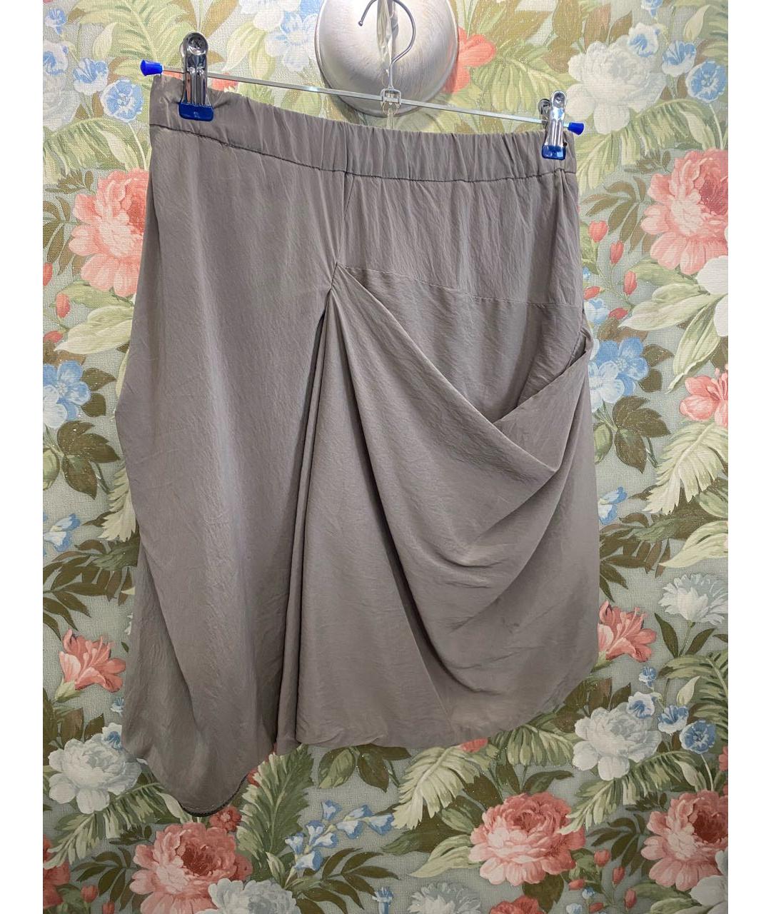 BRUNELLO CUCINELLI Серая шелковая юбка мини, фото 4
