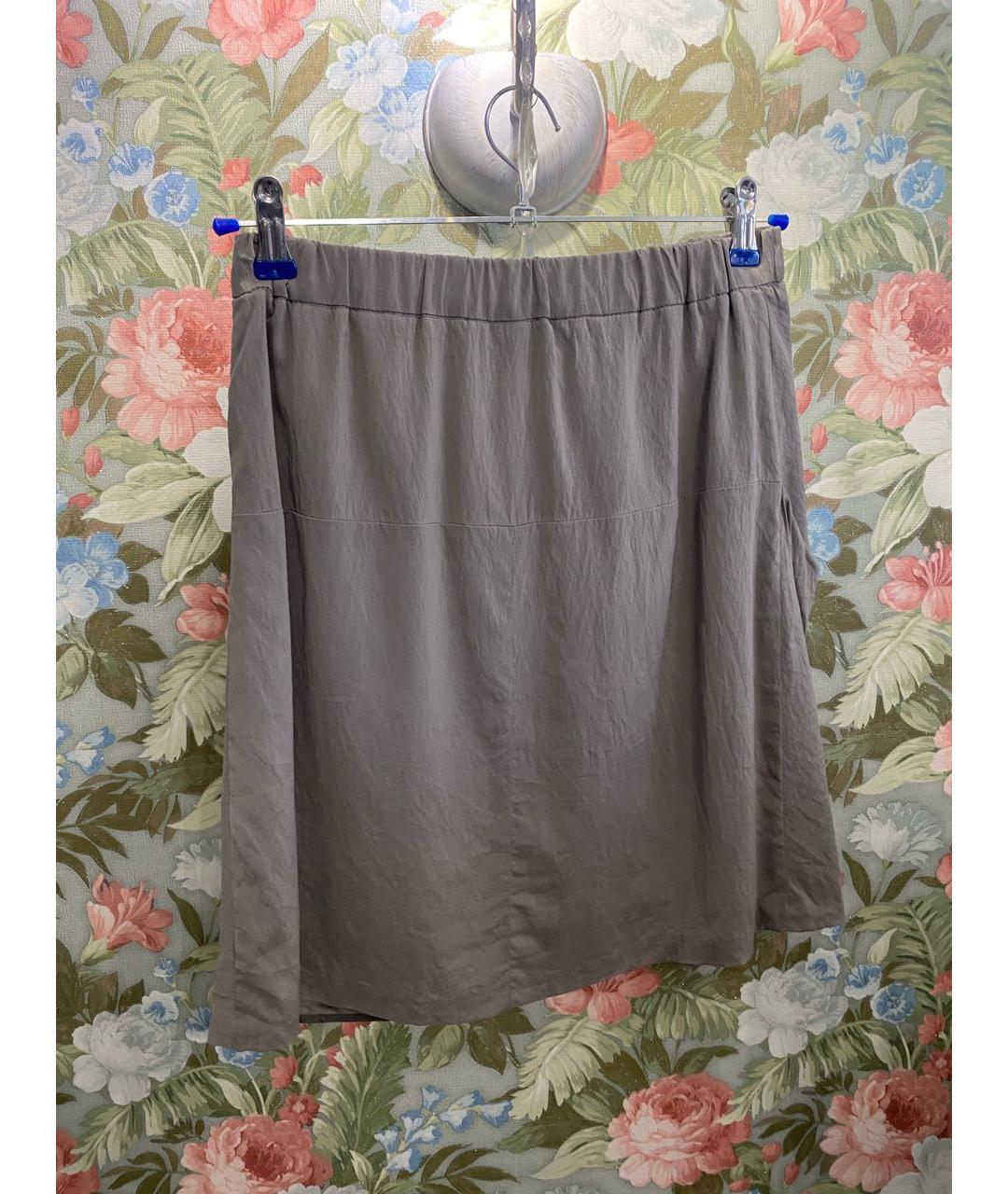 BRUNELLO CUCINELLI Серая шелковая юбка мини, фото 2