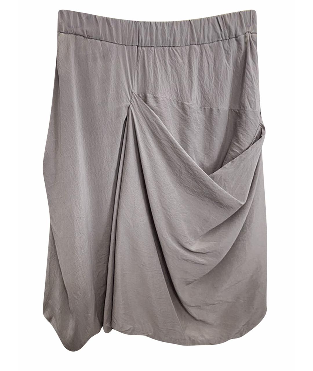 BRUNELLO CUCINELLI Серая шелковая юбка мини, фото 1