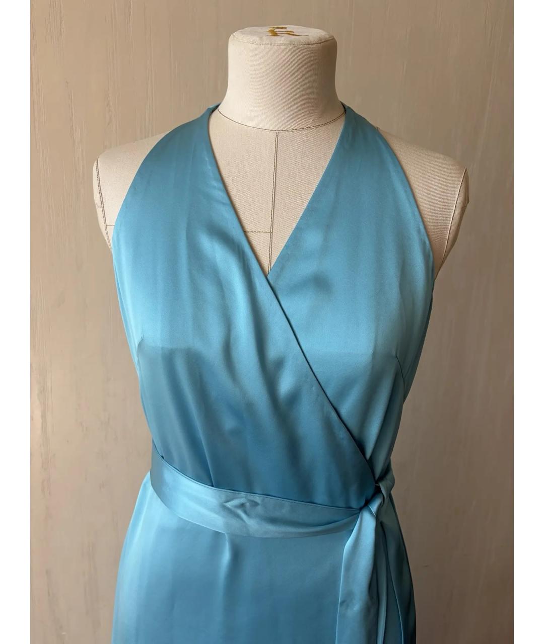 DIANE VON FURSTENBERG Бирюзовое шелковое коктейльное платье, фото 4