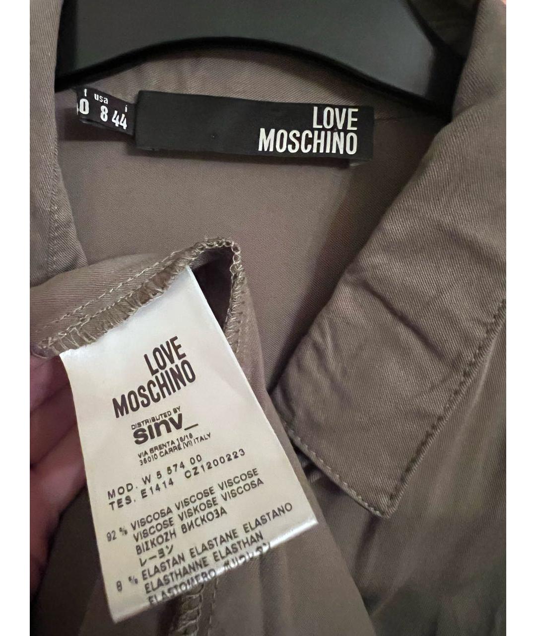 LOVE MOSCHINO Хаки вискозная рубашка, фото 3