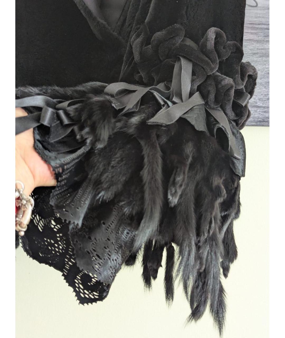 SAINT LAURENT Черная меховая шуба, фото 6