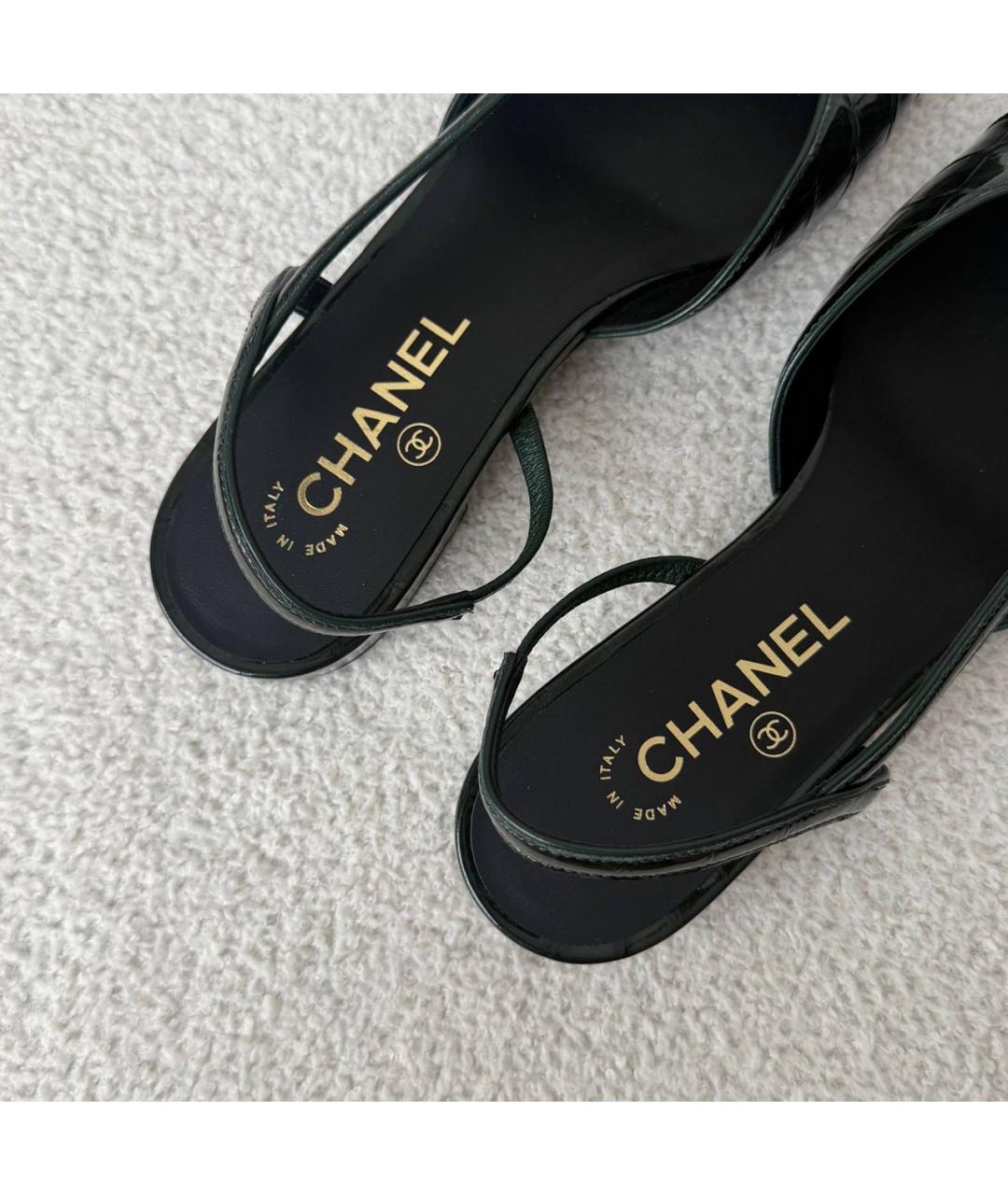 CHANEL Зеленые туфли из лакированной кожи, фото 3