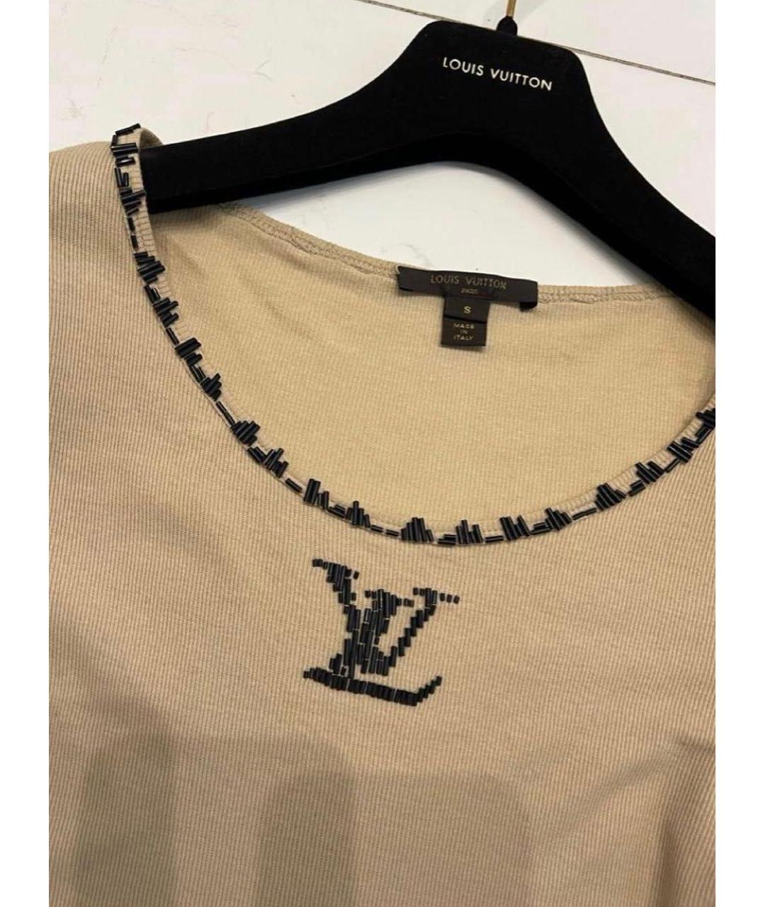 LOUIS VUITTON Бежевая вискозная футболка, фото 3