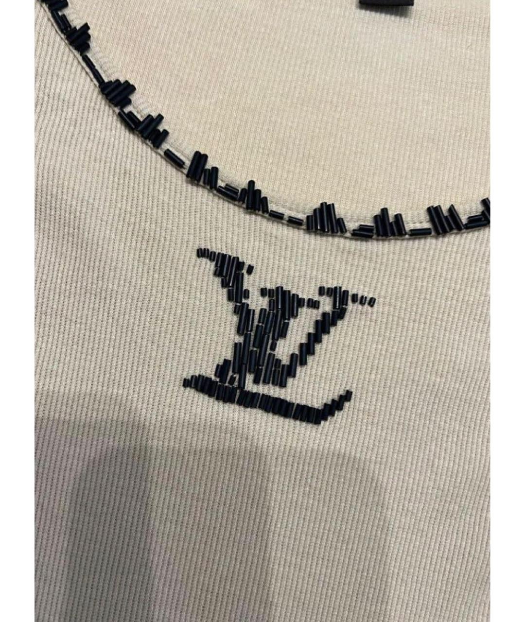 LOUIS VUITTON Бежевая вискозная футболка, фото 2