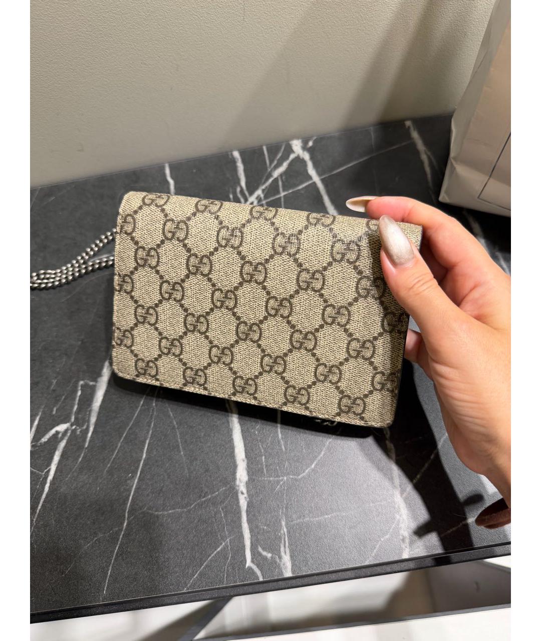 GUCCI Бежевая сумка через плечо из канвы, фото 3