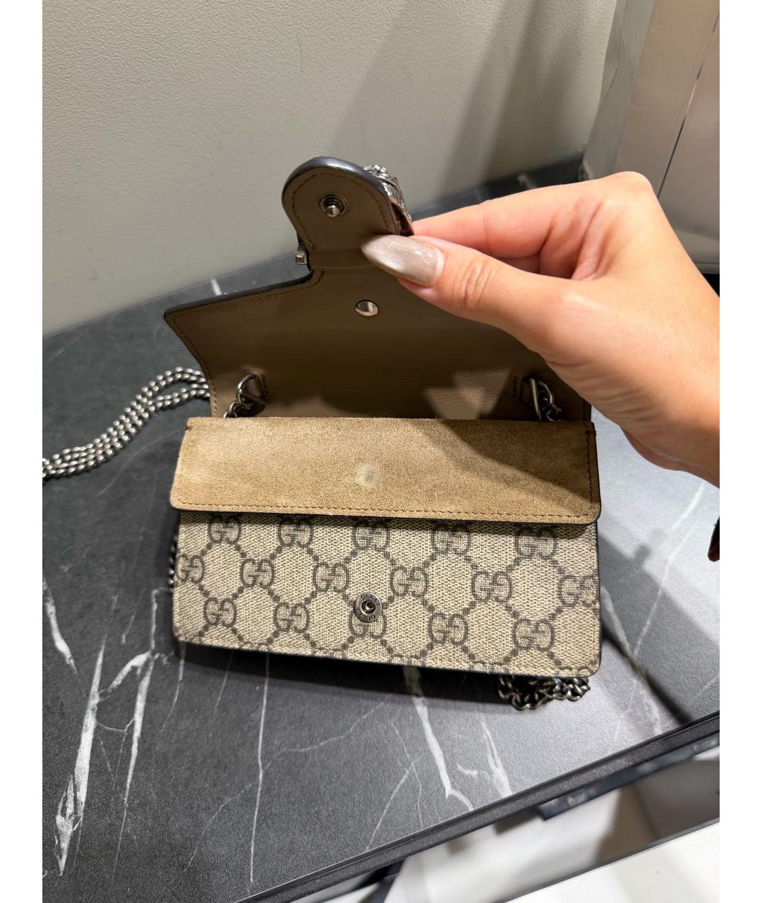 GUCCI Бежевая сумка через плечо из канвы, фото 4