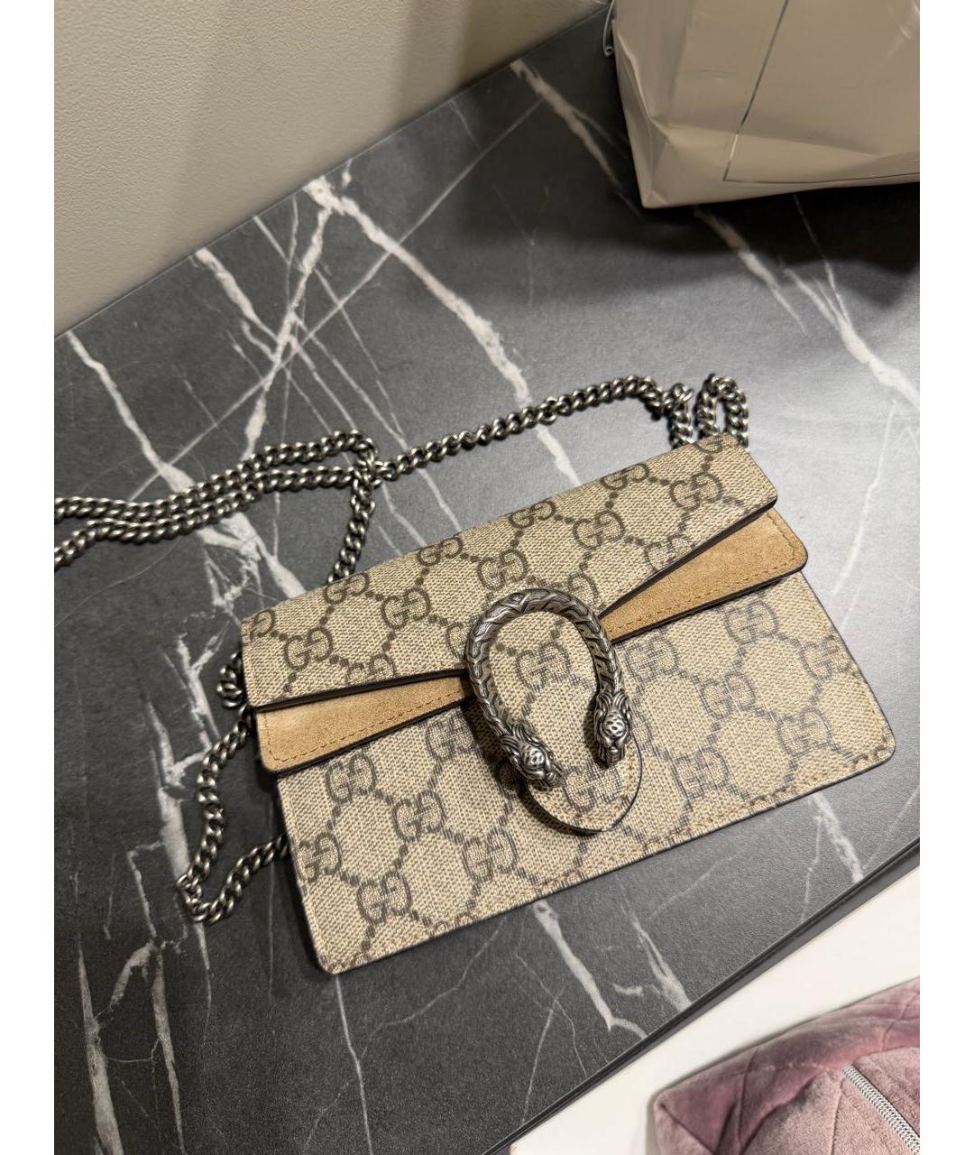 GUCCI Бежевая сумка через плечо из канвы, фото 6