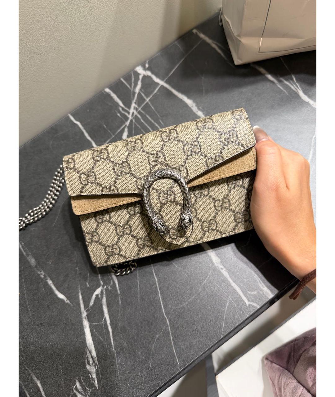 GUCCI Бежевая сумка через плечо из канвы, фото 2