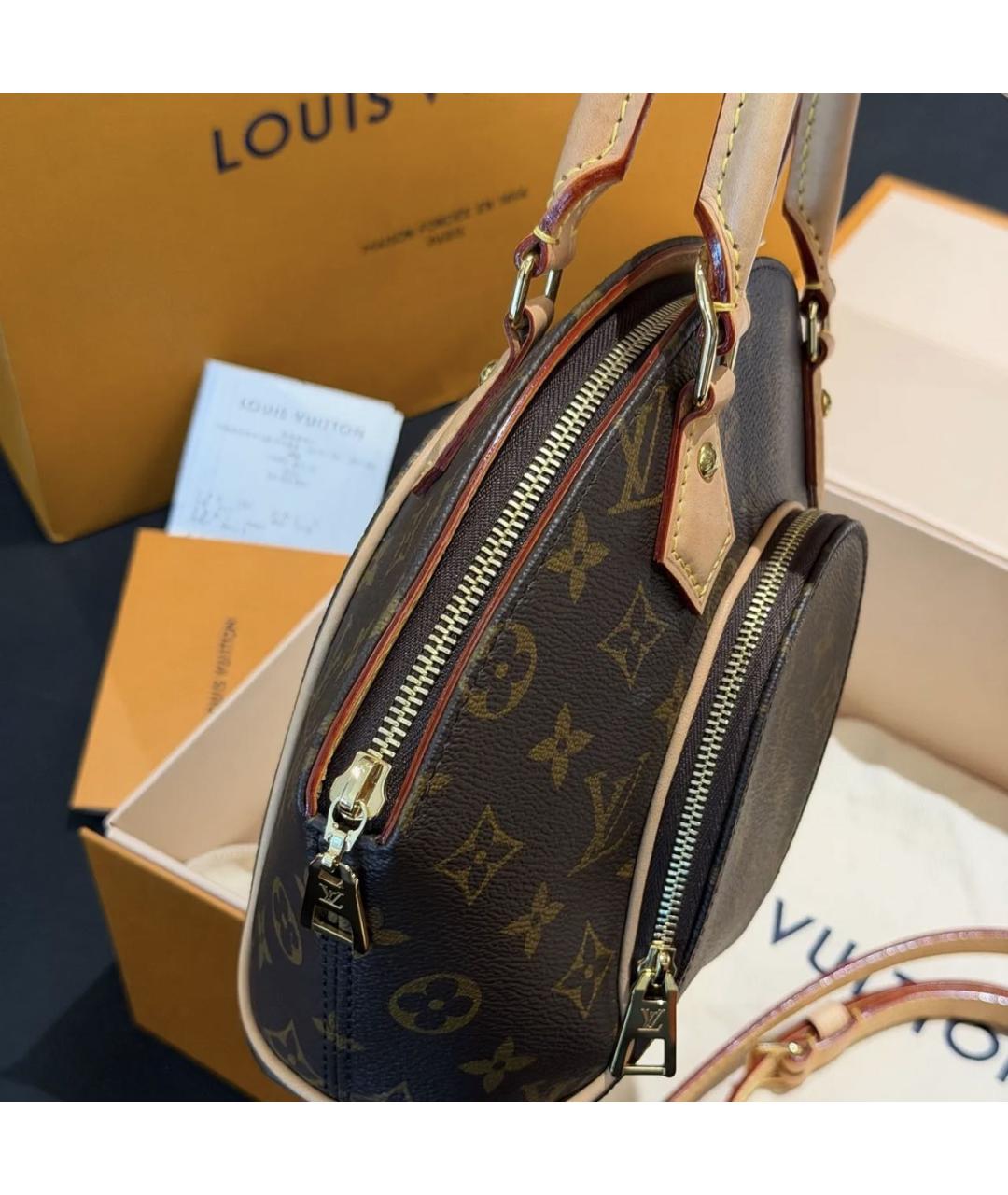 LOUIS VUITTON Коричневая сумка с короткими ручками из канвы, фото 2
