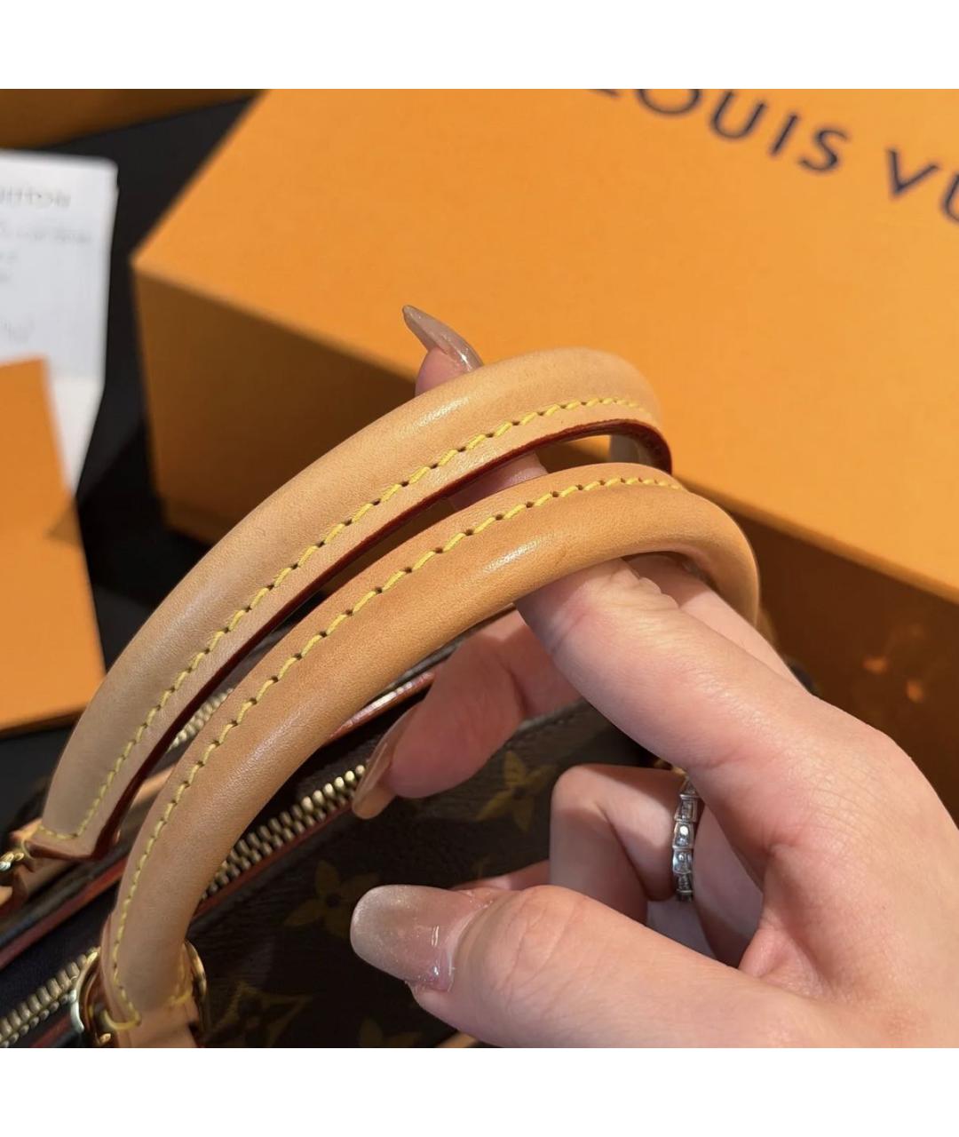 LOUIS VUITTON Коричневая сумка с короткими ручками из канвы, фото 7