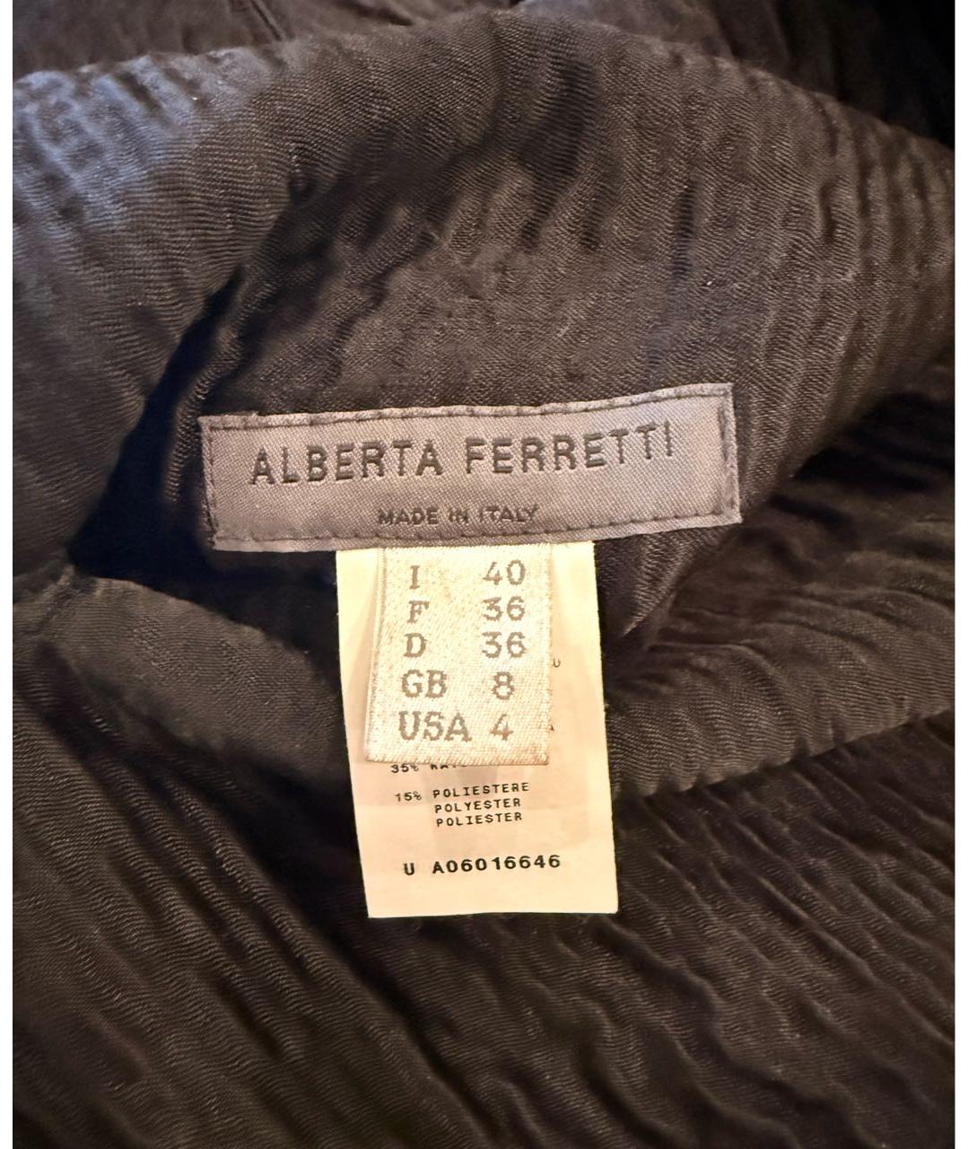 ALBERTA FERRETTI Черное шерстяное пальто, фото 5