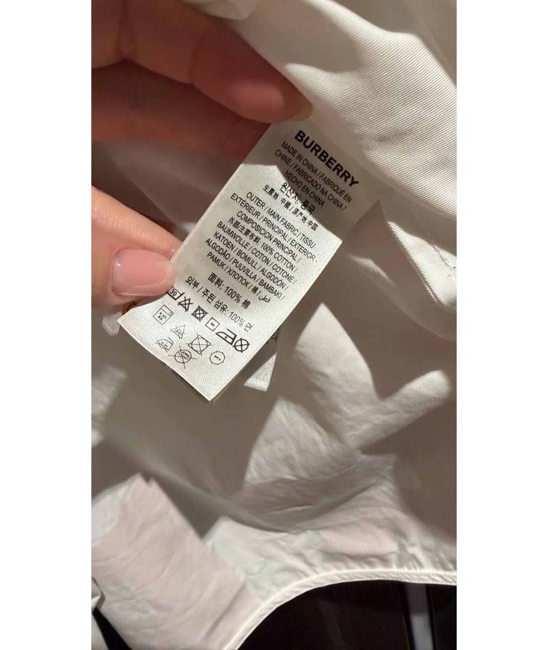 BURBERRY Белая хлопковая рубашка, фото 5