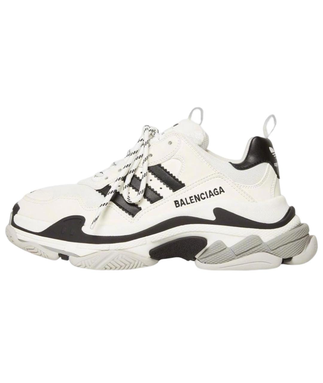 BALENCIAGA Белые кожаные низкие кроссовки / кеды, фото 6