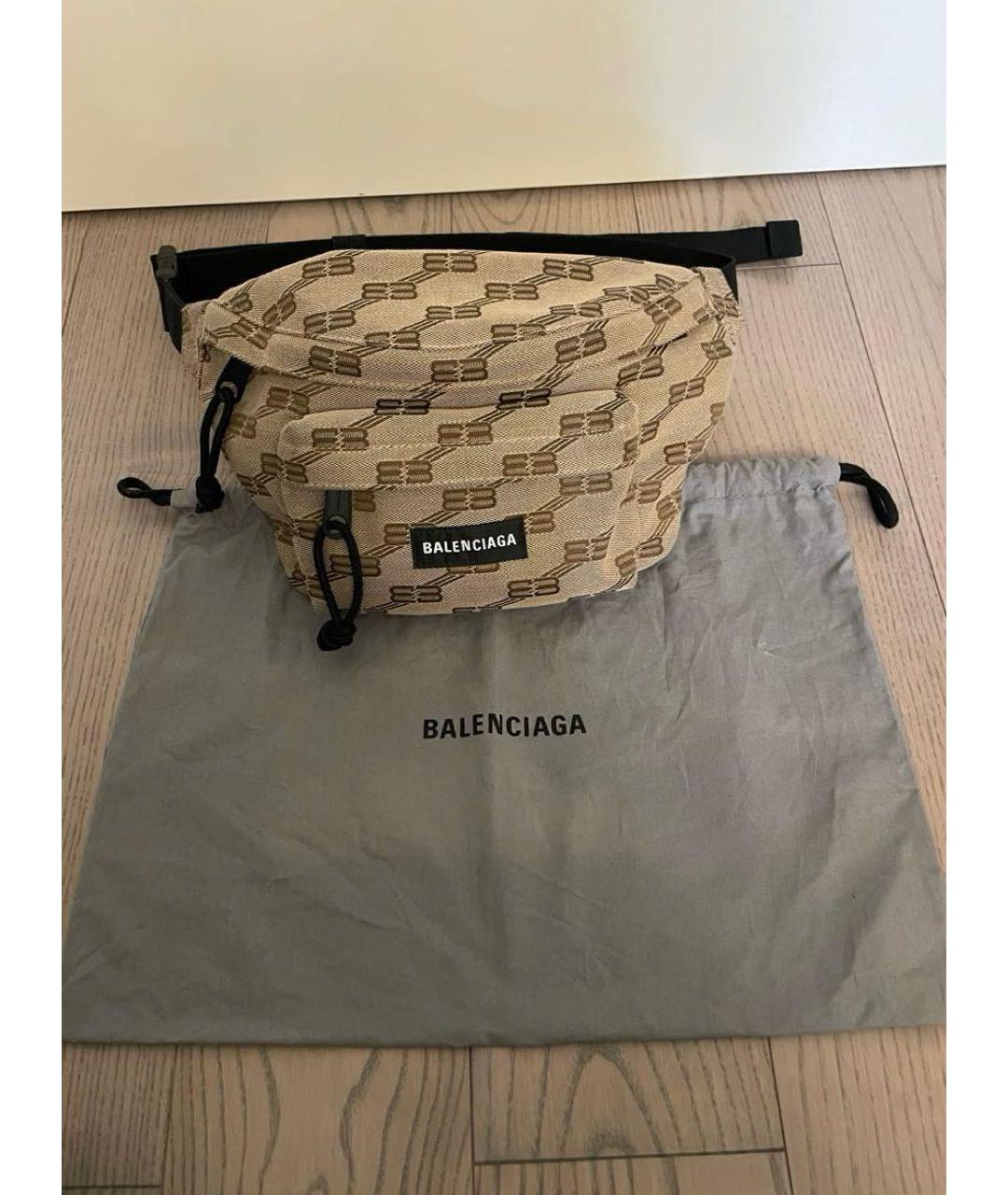 BALENCIAGA Бежевая хлопковая поясная сумка, фото 8