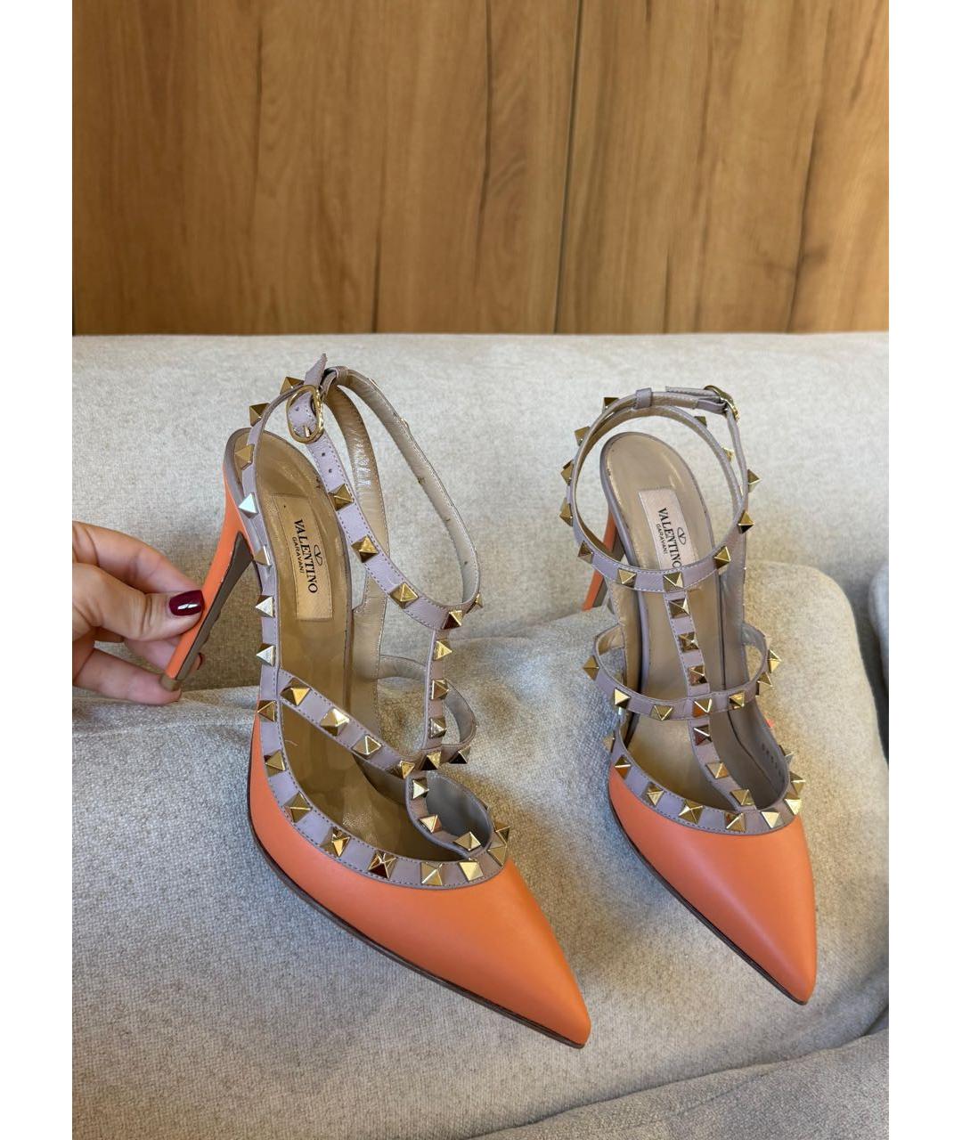 VALENTINO Оранжевые кожаные туфли, фото 2