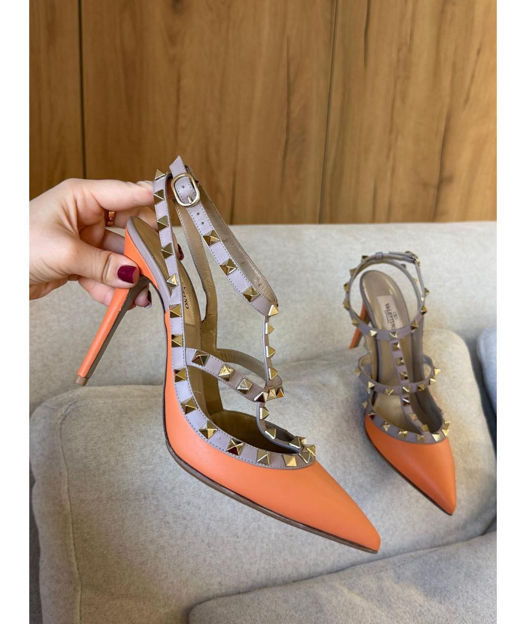 VALENTINO Оранжевые кожаные туфли, фото 4