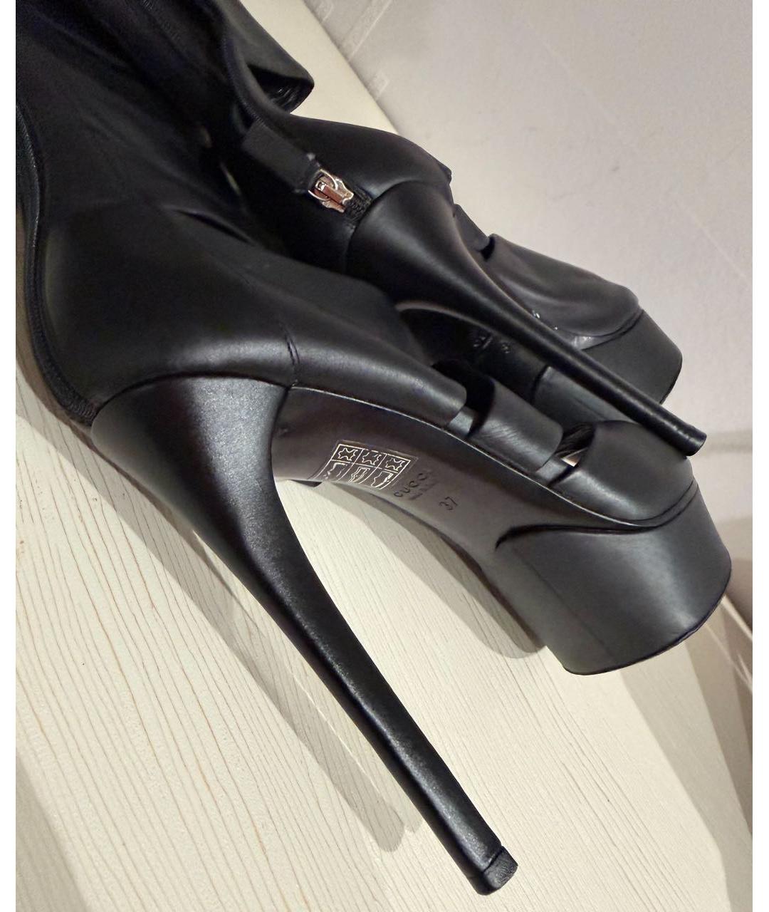 GUCCI Черные кожаные сапоги, фото 3