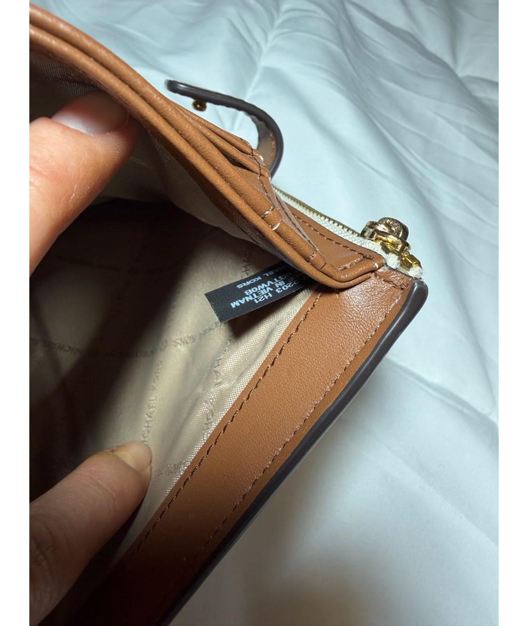 MICHAEL KORS Бежевый кожаный кошелек, фото 4