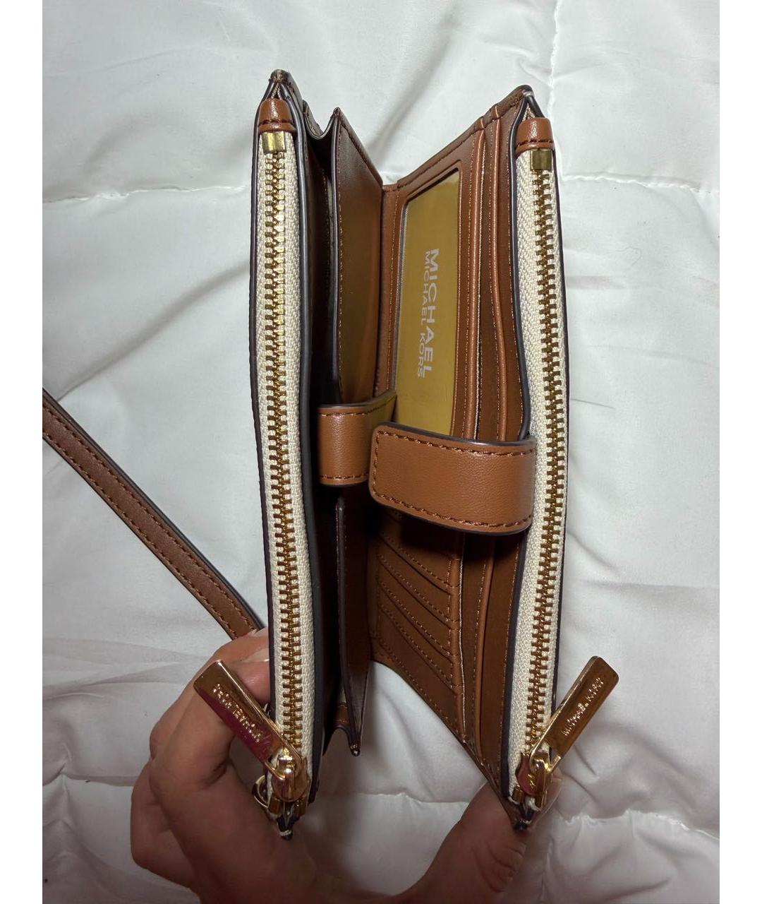 MICHAEL KORS Бежевый кожаный кошелек, фото 5